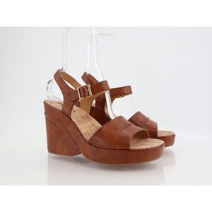 Korks Kork Ease Women Bardot Sandal Sz 11 Block Heel Platform Retro Black Vegan